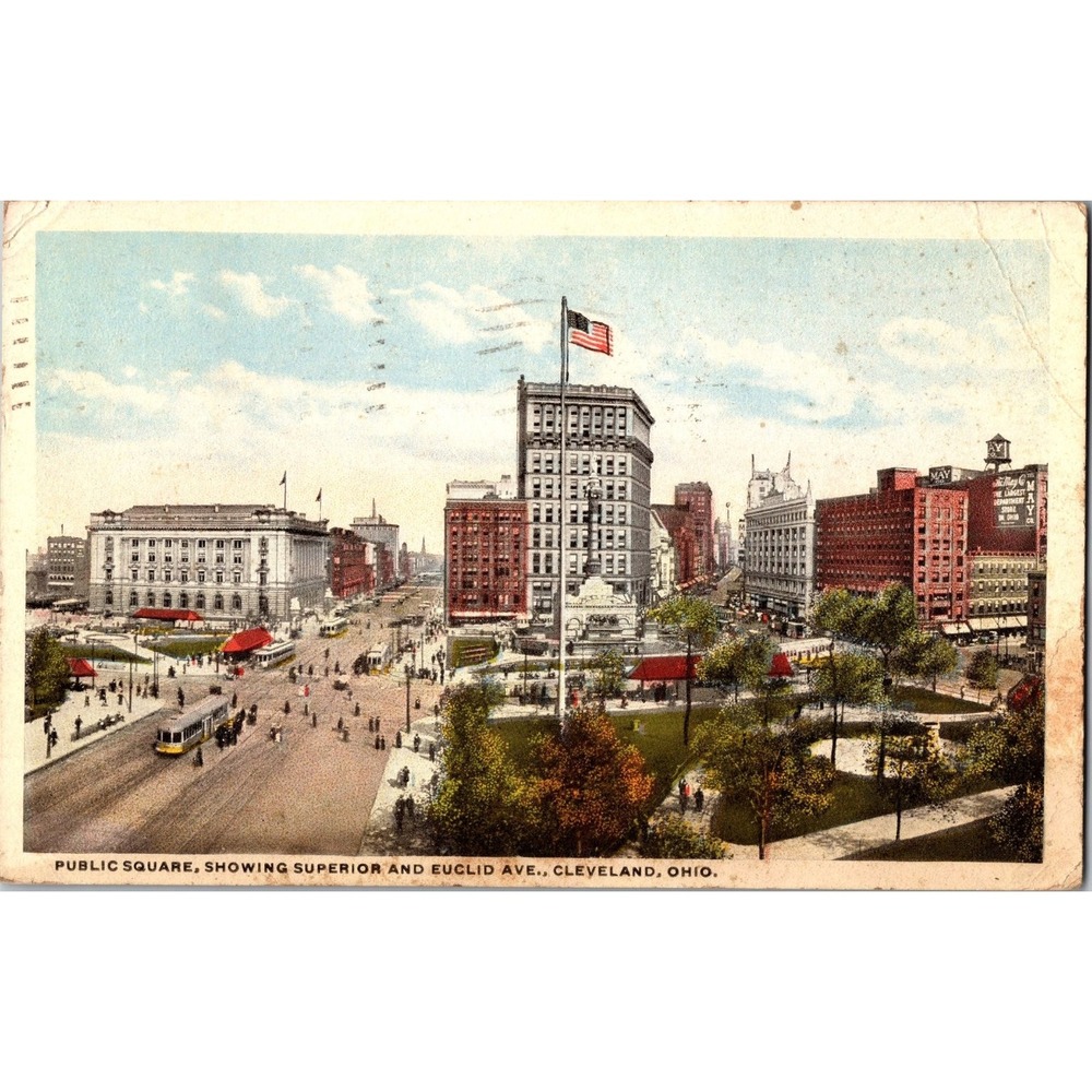Vintage 1917 Public Square Cleveland Ohio Postcard‎ by Braun